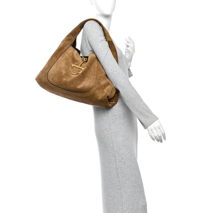 Gucci Suede Softbit Maxi Shoulder Bag Brown 2 of 10