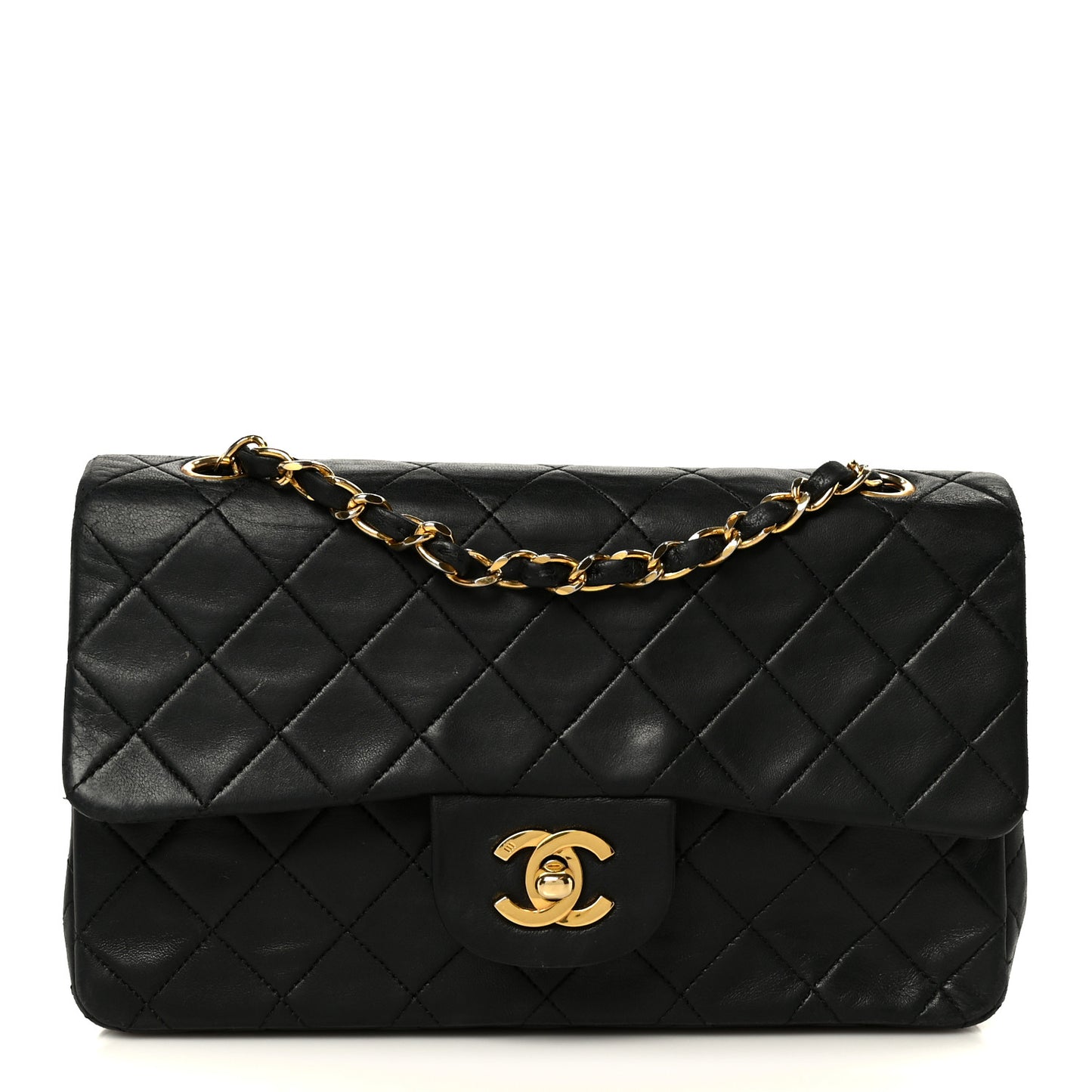 Lambskin Quilted Small Double Flap Black