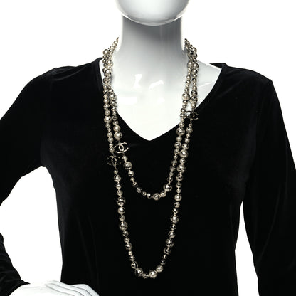Chanel Pearl CC Graffiti Long Necklace Black Gold 2 of 4