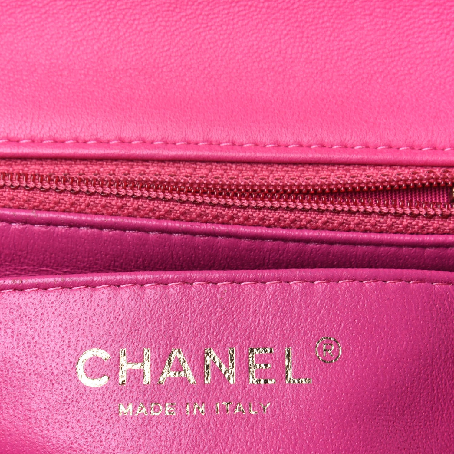 Chanel Lambskin Chevron Quilted Mini Square Flap Fuchsia 4 of 4