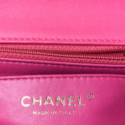 Chanel Lambskin Chevron Quilted Mini Square Flap Fuchsia 4 of 4