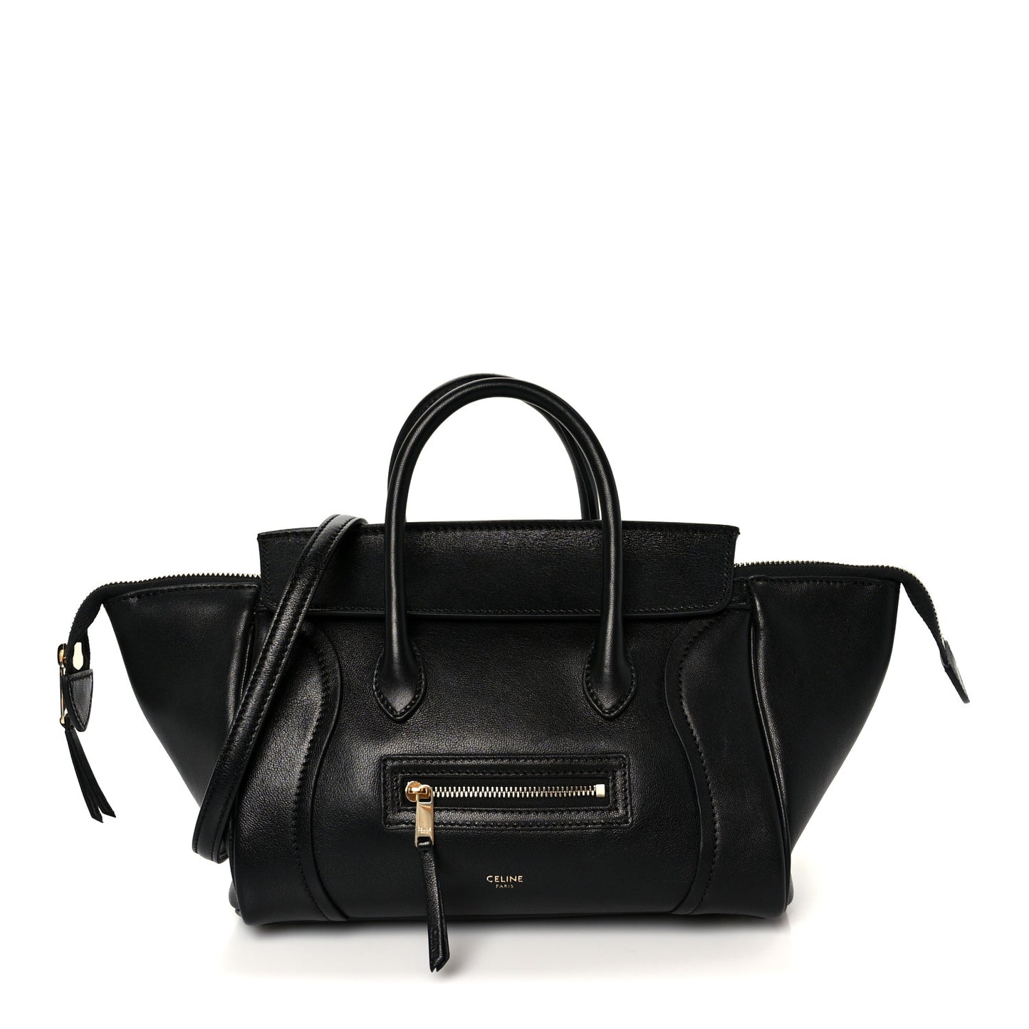 Supple Shiny Lambskin Little New Luggage Black