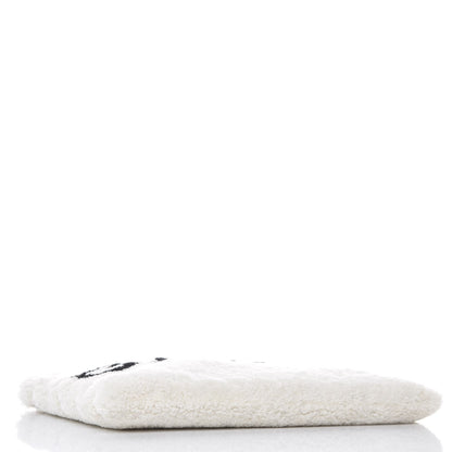 Balenciaga Sheepskin Shearling Contrasted Logo Large Zip Pouch White Black 4 of 7