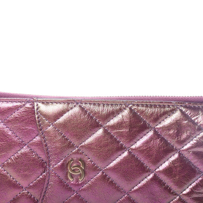 Chanel Metallic Aged Calfskin Quilted Classic Flat Wallet Pouch Purple 10 of 11