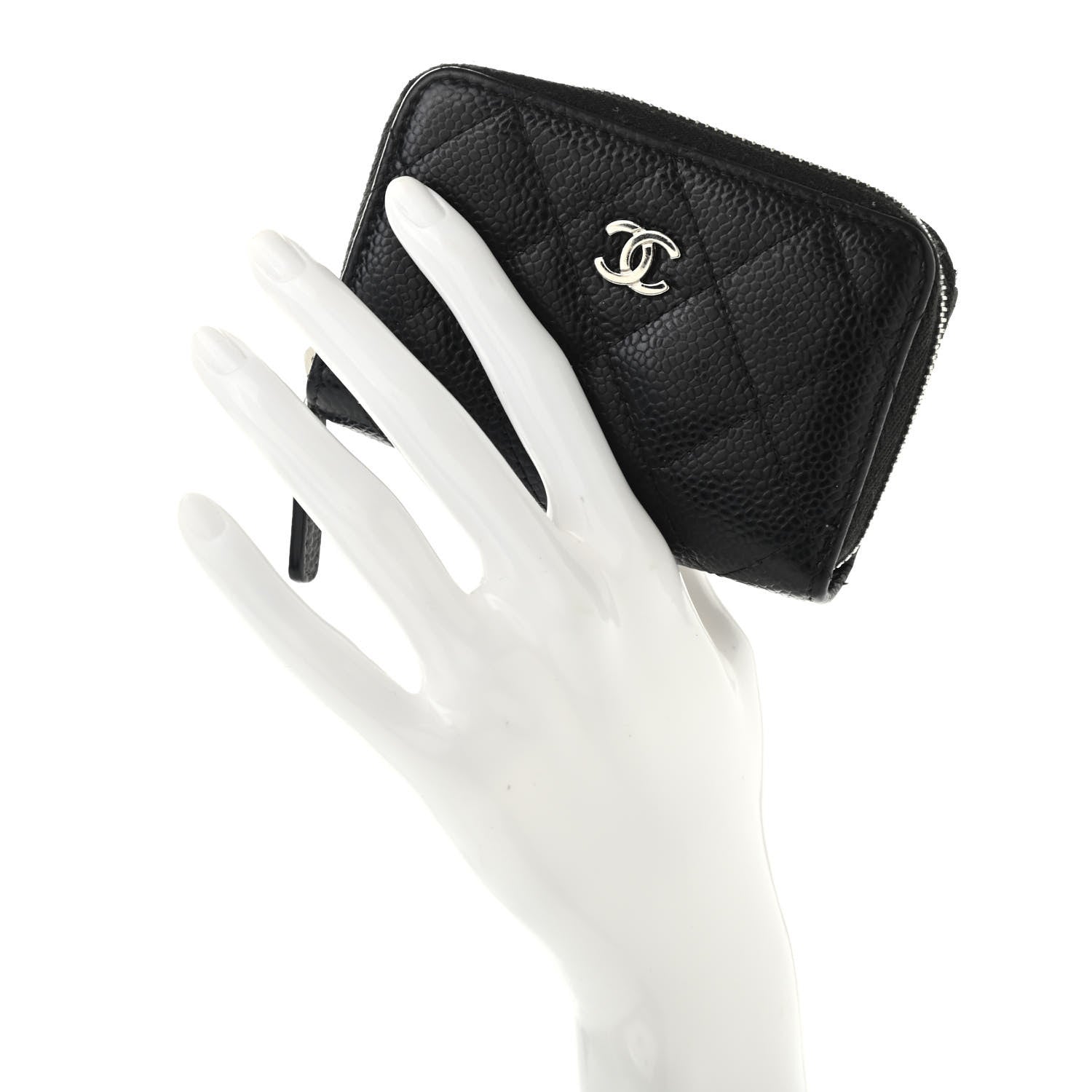 Chanel Caviar Quilted Zip Coin Purse Black 2 of 7