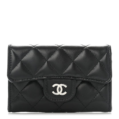Chanel Lambskin Quilted Flap Card Holder Wallet Black 1 of 12