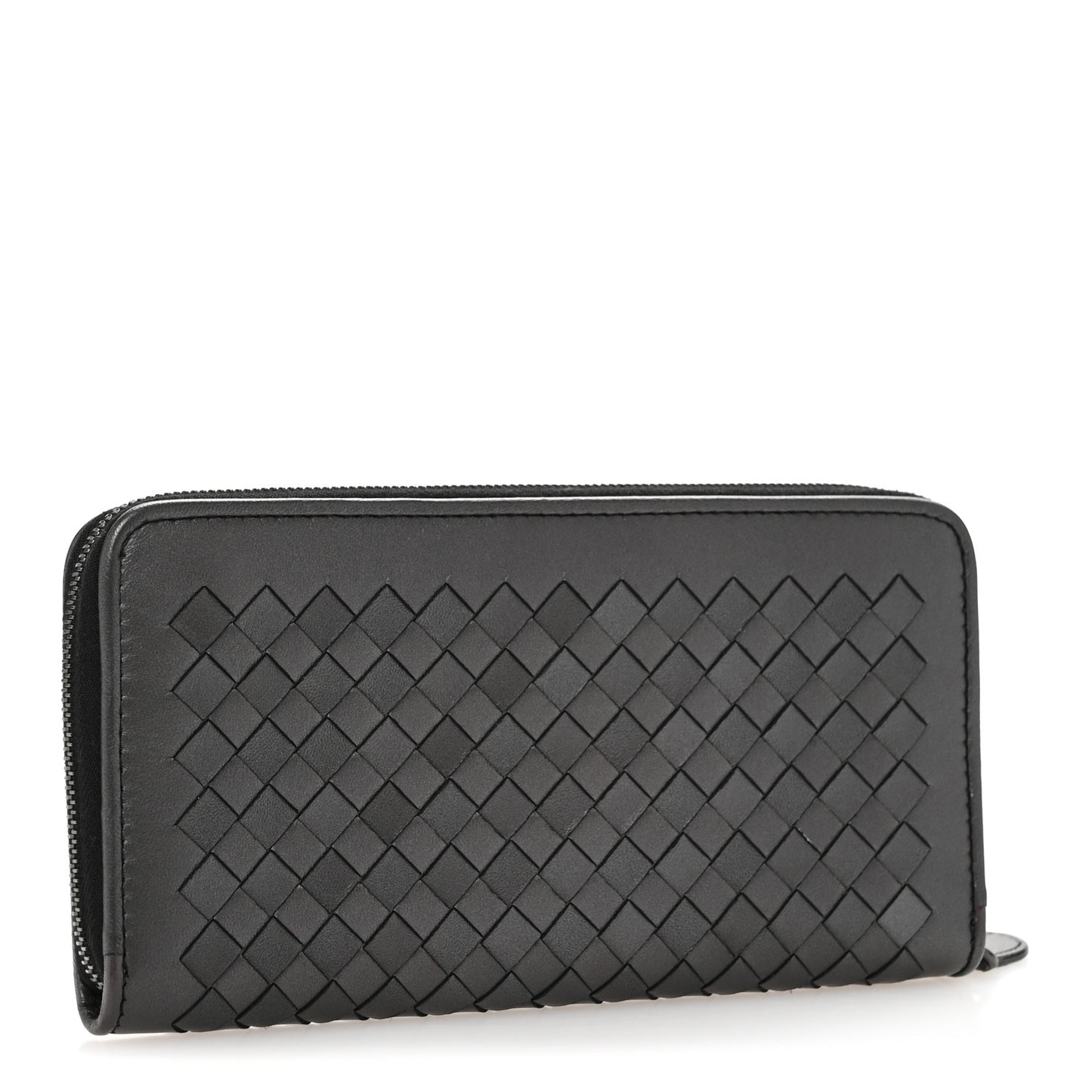 Metallic Nappa Intrecciato Zip Around Wallet Grey