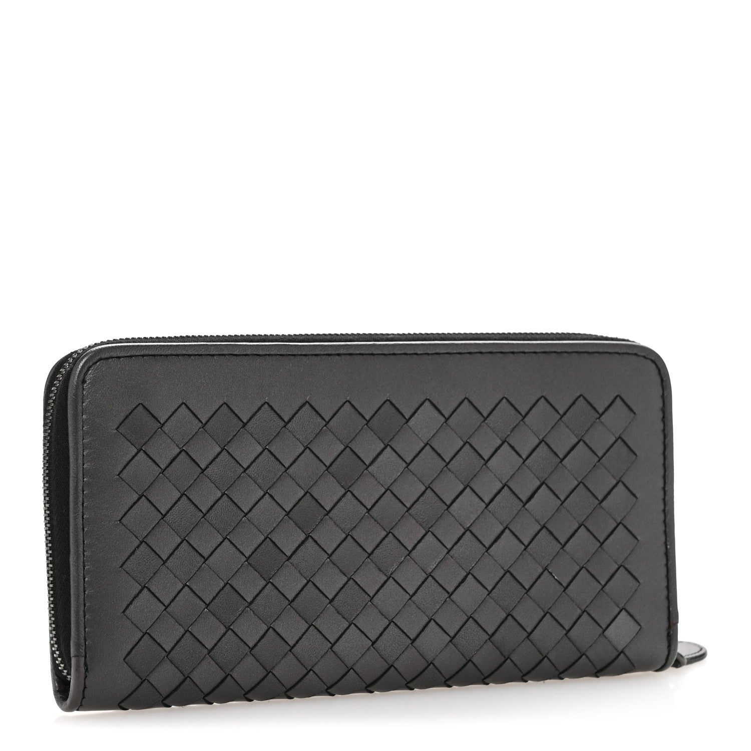 Bottega Veneta Metallic Nappa Intrecciato Zip Around Wallet Grey 3 of 9