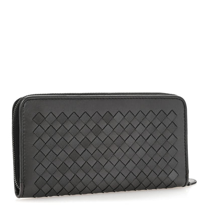 Bottega Veneta Metallic Nappa Intrecciato Zip Around Wallet Grey 3 of 9