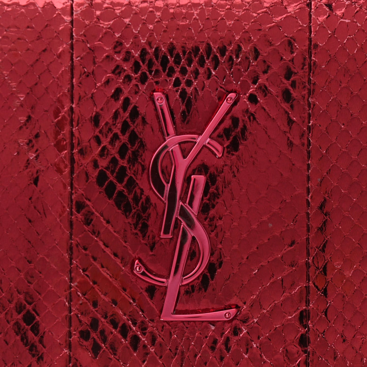Metallic Ayers Monogram Toy Kate Strap Wallet Cherry