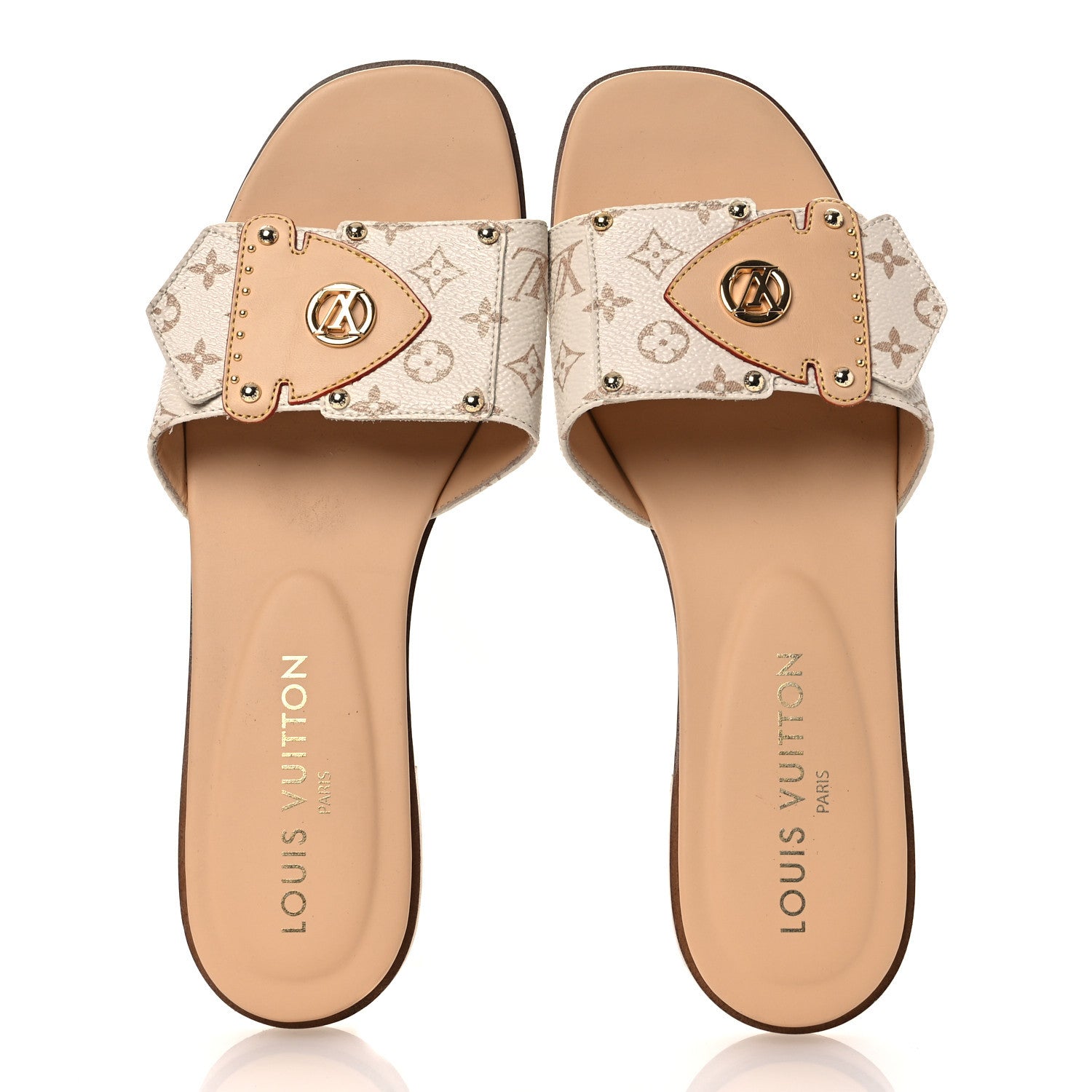 Louis Vuitton Monogram LV Frame Flat Mule 38.5 Dune Beige 1773629