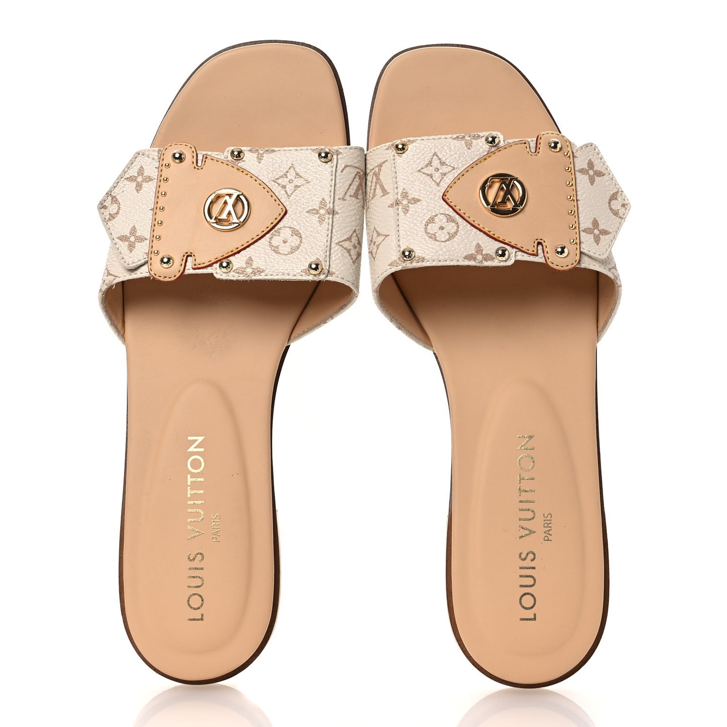 Monogram LV Frame Flat Mule 38.5 Dune Beige