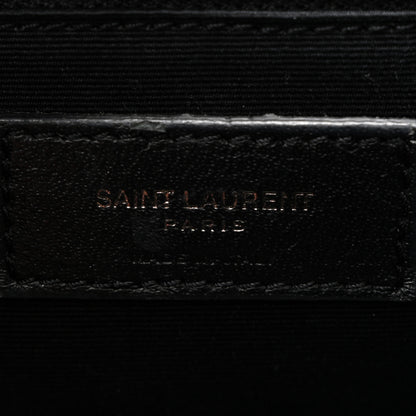 Saint Laurent Nubuck Crocodile Embossed Monogram Medium Niki Chain Satchel Black 6 of 10