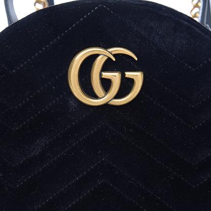 Gucci Velvet Matelasse GG Marmont Dome Backpack Black 9 of 9