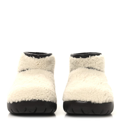 Bottega Veneta Shearling Snap Ankle Boots 40 White 3 of 8