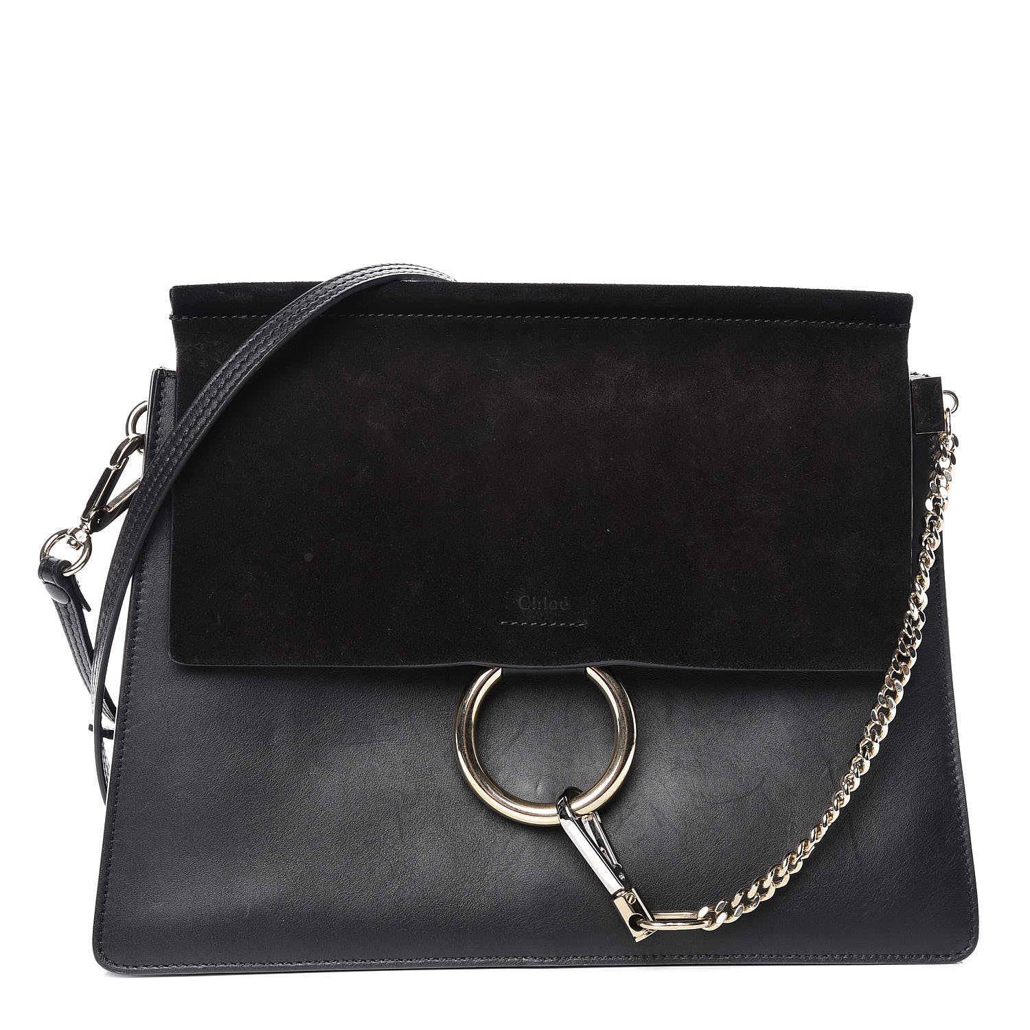 Chloe Suede Calfskin Medium Faye Shoulder Bag Black 1 of 14