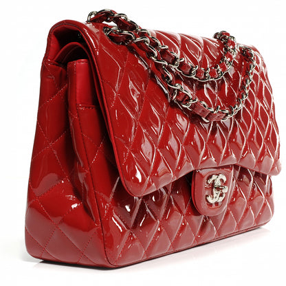 Chanel Patent Jumbo Double Flap Red 4 of 9