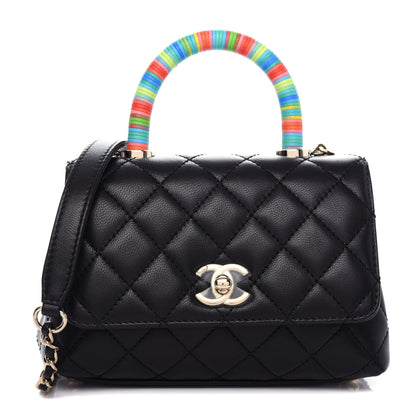 Chanel Goatskin Quilted Rainbow Extra Mini Coco Handle Flap Black 1 of 10