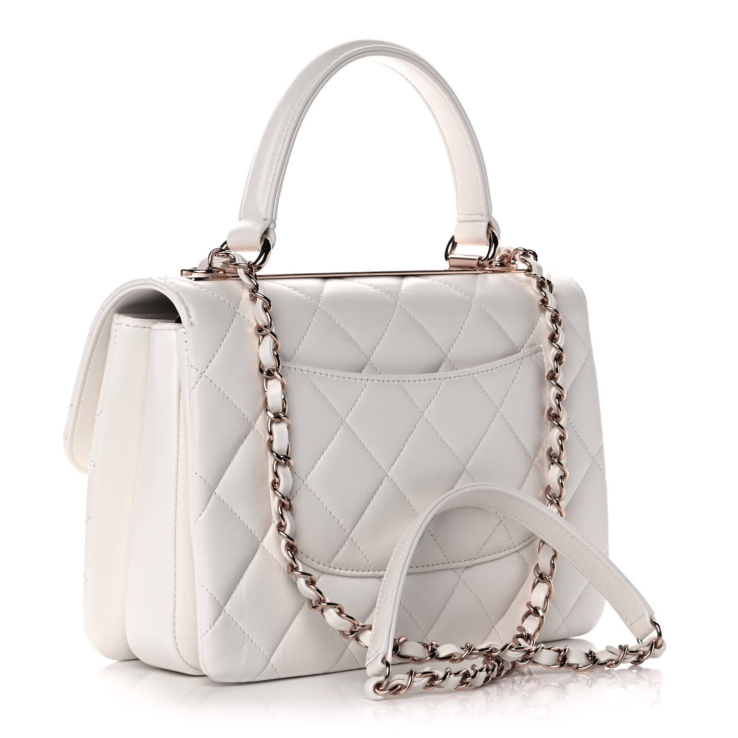 Lambskin Quilted Small Trendy CC Dual Handle Flap Bag White