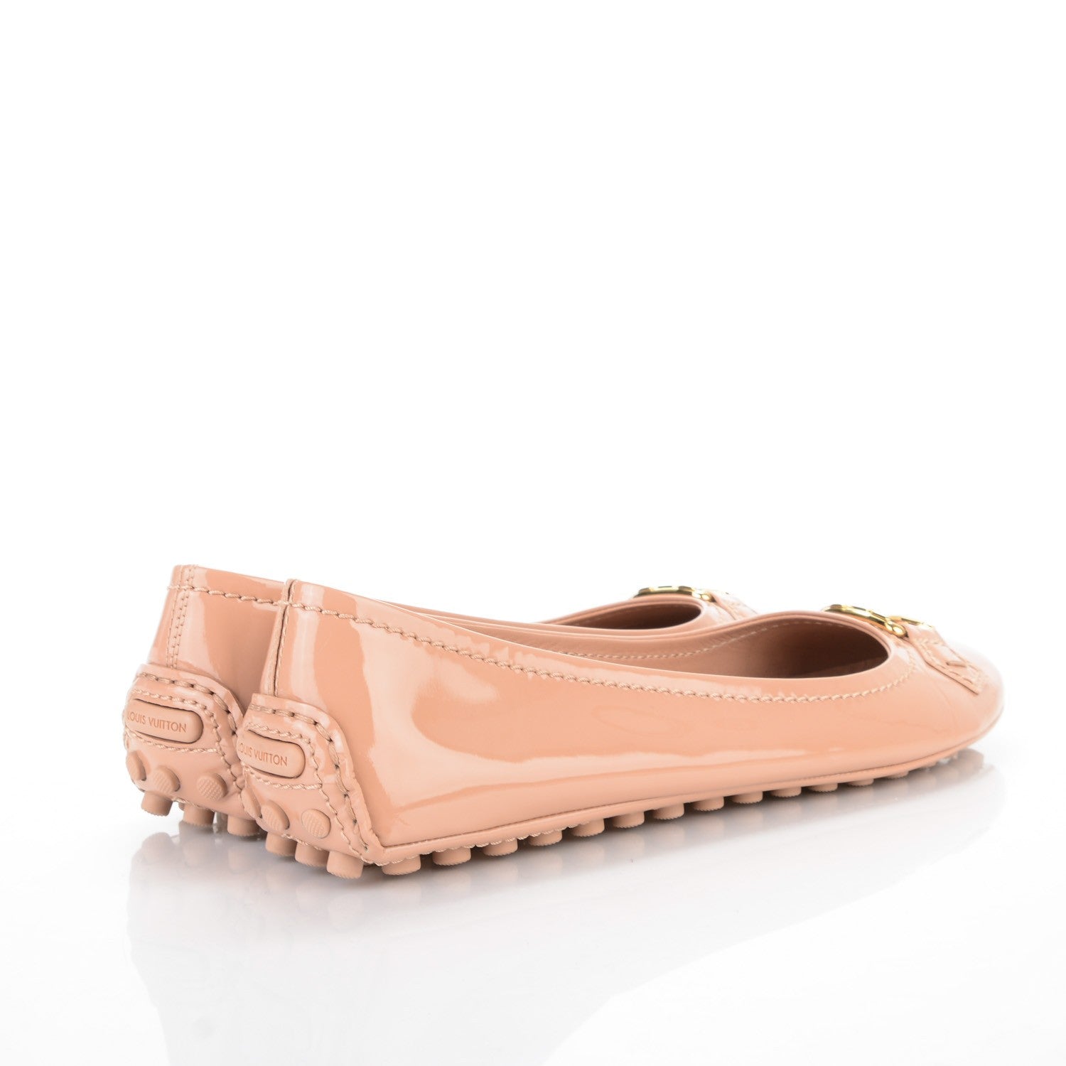 Louis Vuitton Patent Calfskin Oxford Ballerina Flats 38.5 Beige 4 of 7