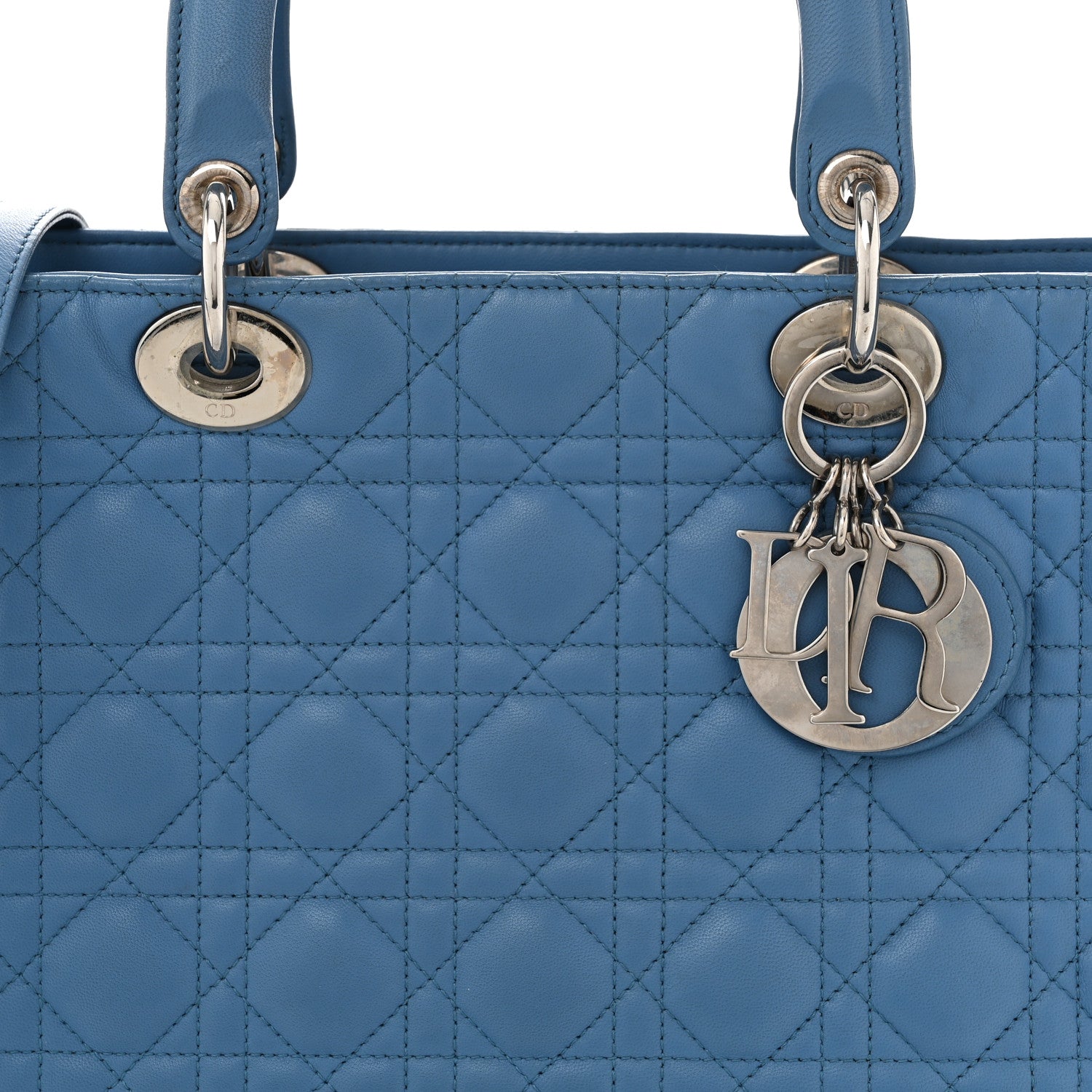 Christian Dior Lambskin Cannage Large Lady Dior Blue 1685598