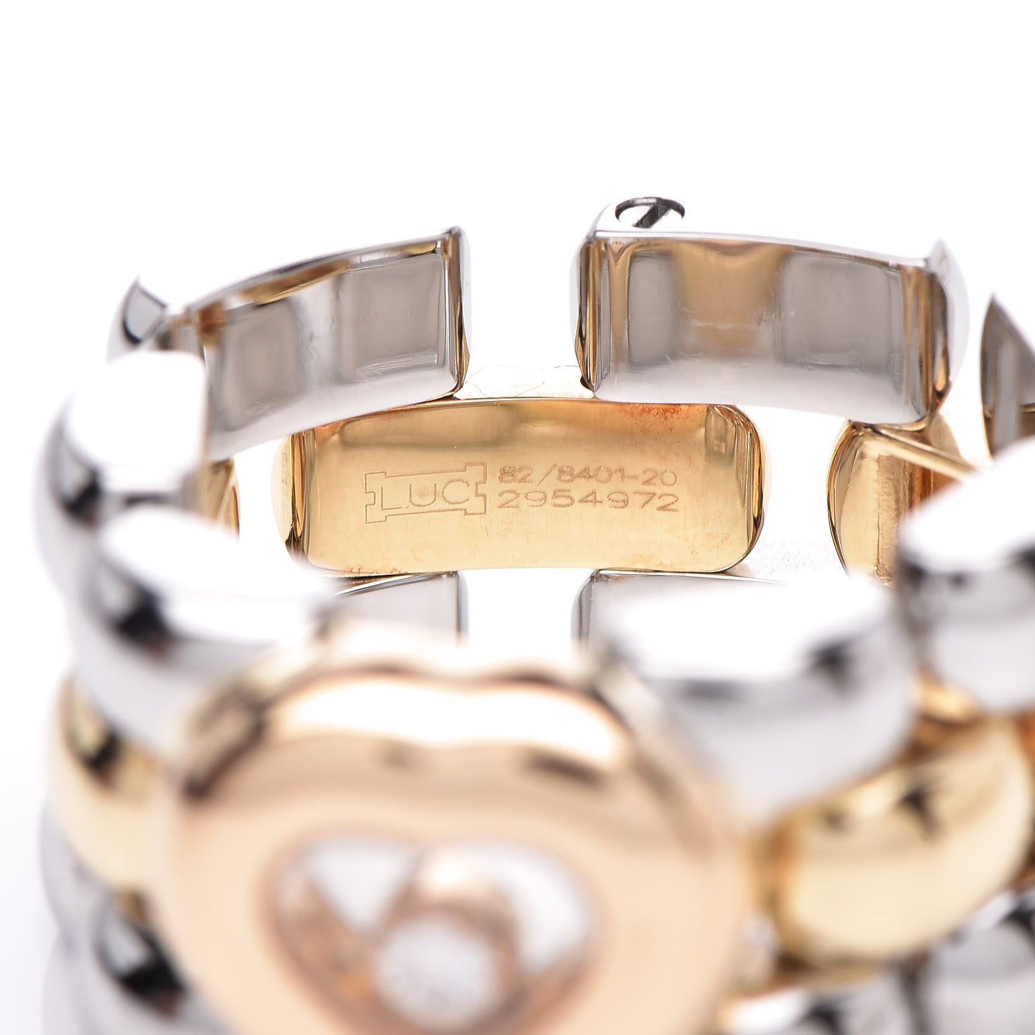 Chopard 18K Yellow Gold Stainless Steel Happy Diamonds Heart Ring 47 4 4 of 4