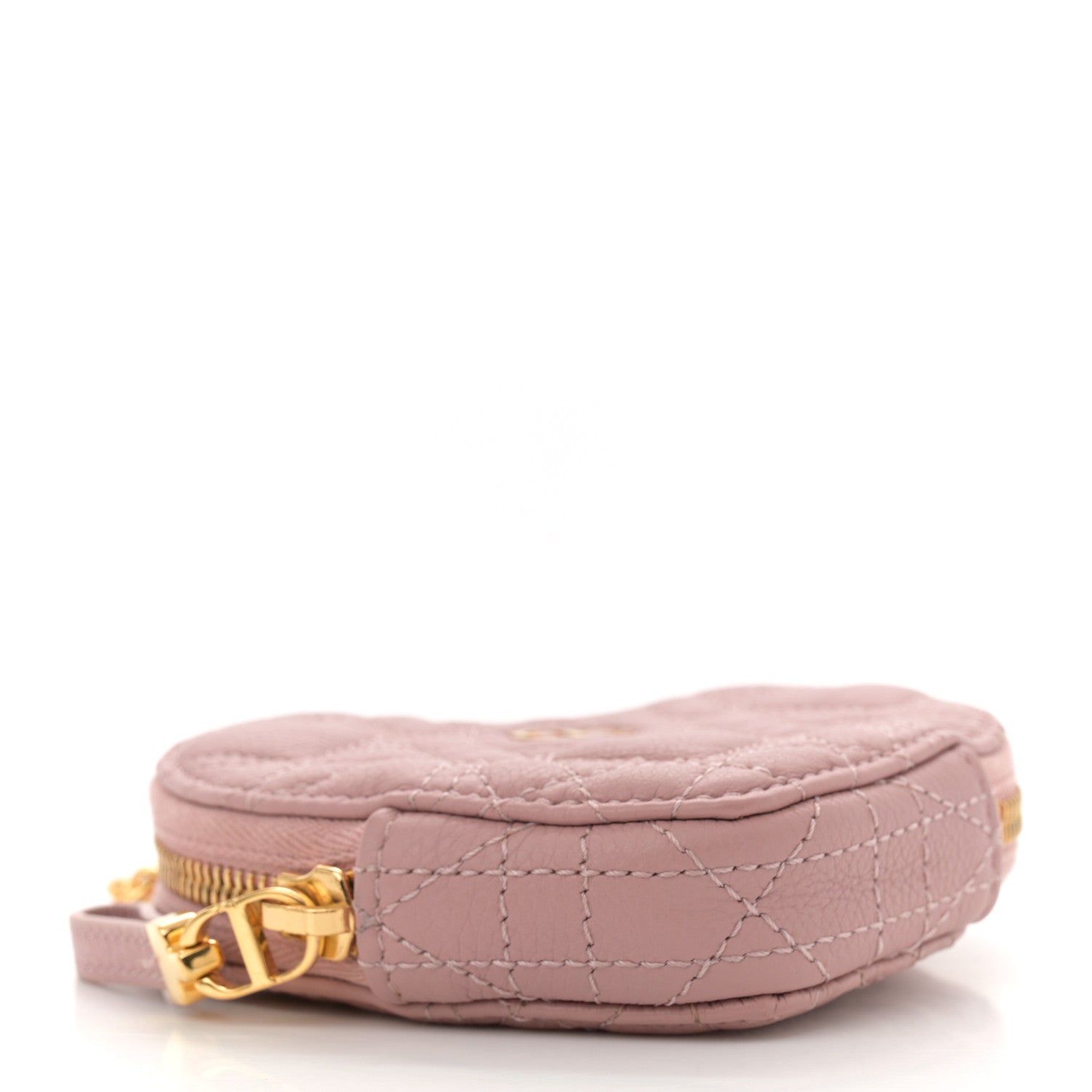 Christian Dior Calfskin Cannage Dioramour Caro Heart Pouch With Chain Old Rose 4 of 11