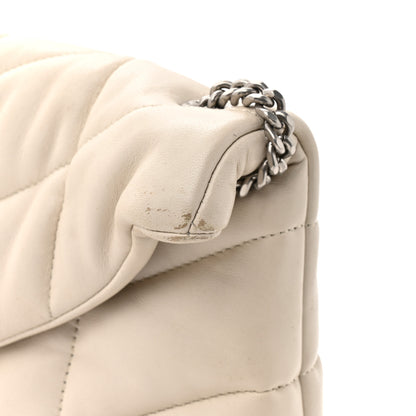 Saint Laurent Lambskin Quilted Toy Loulou Puffer Monogram Chain Satchel Crema Soft Crema Soft 13 of 14
