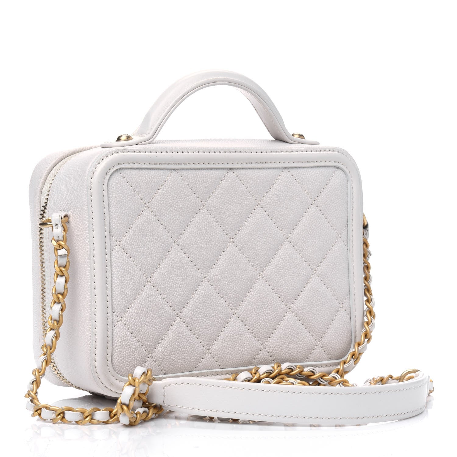 Chanel Caviar Quilted Small CC Filigree Vanity Case White 2 of 4