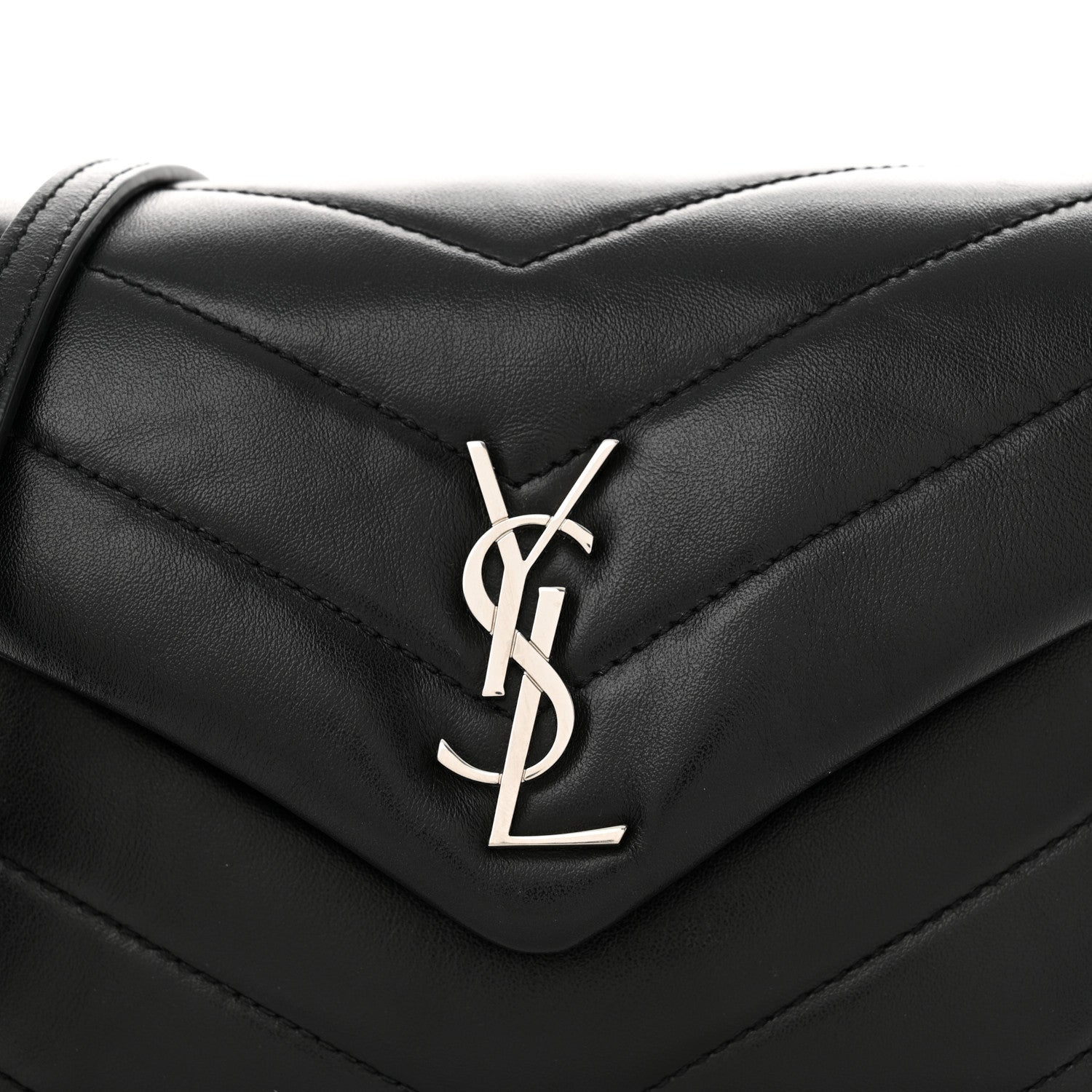 Saint Laurent Calfskin Y Quilted Monogram Toy Loulou Crossbody Bag Black 8 of 14