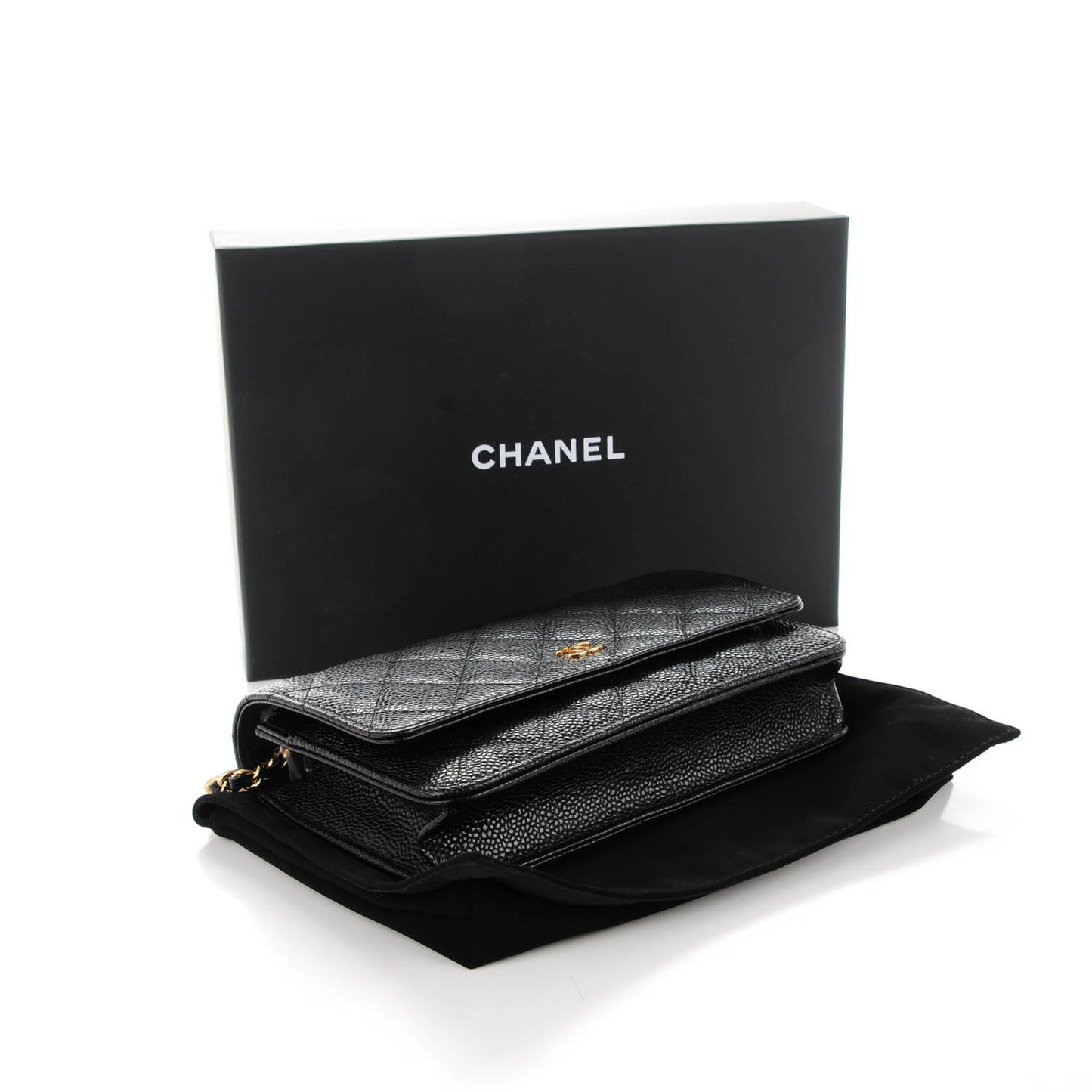 Caviar Quilted Wallet On Chain WOC Black