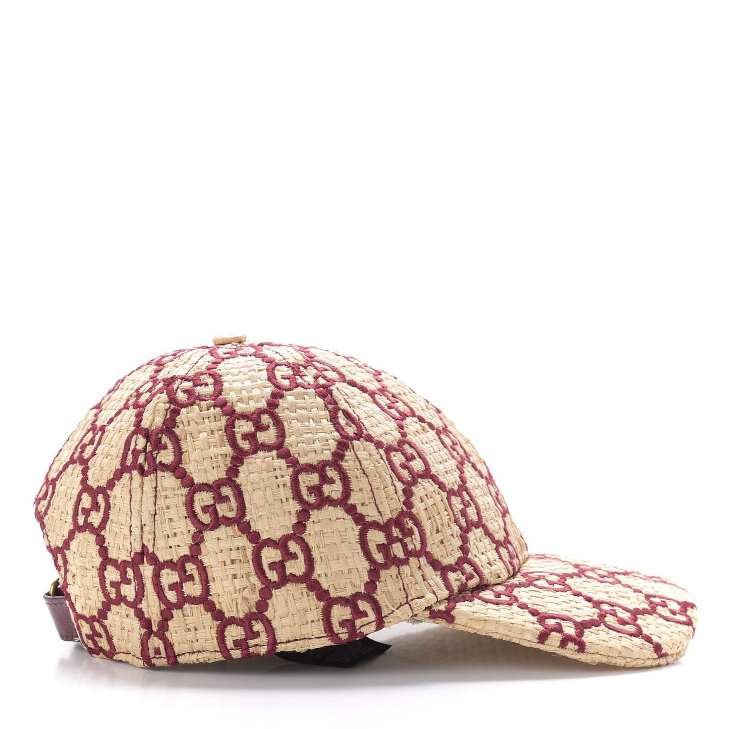 Raffia GG Monogram Elaphe Embroidered Aisha Baseball Hat XL Ivory Bordeaux