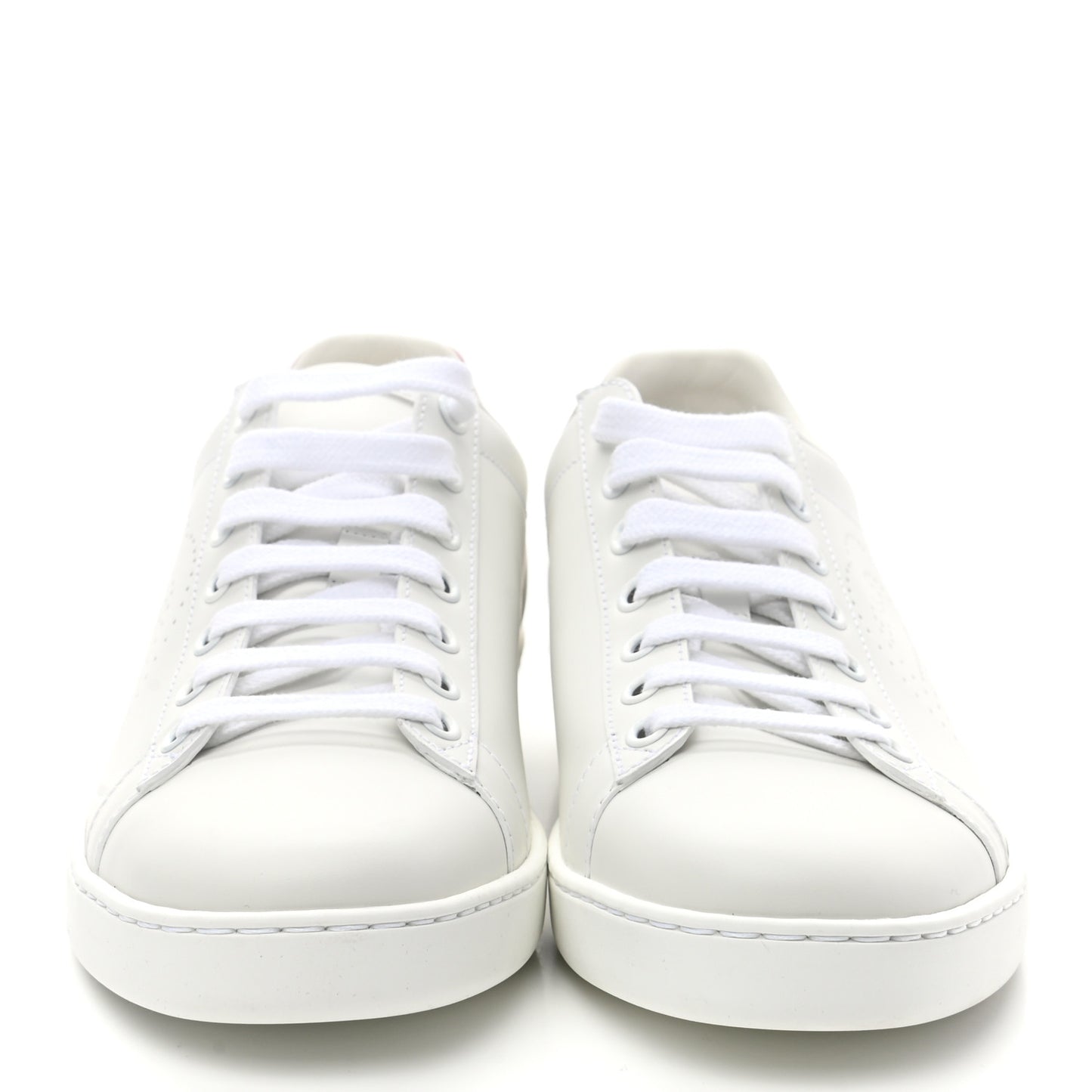 Calfskin Interlocking G Perforated Womens Ace Sneakers 37.5 White Hibiscus Red
