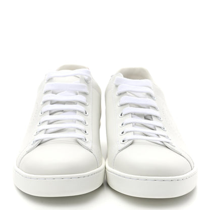 Gucci Calfskin Interlocking G Perforated Womens Ace Sneakers 37.5 White Hibiscus Red 2 of 8