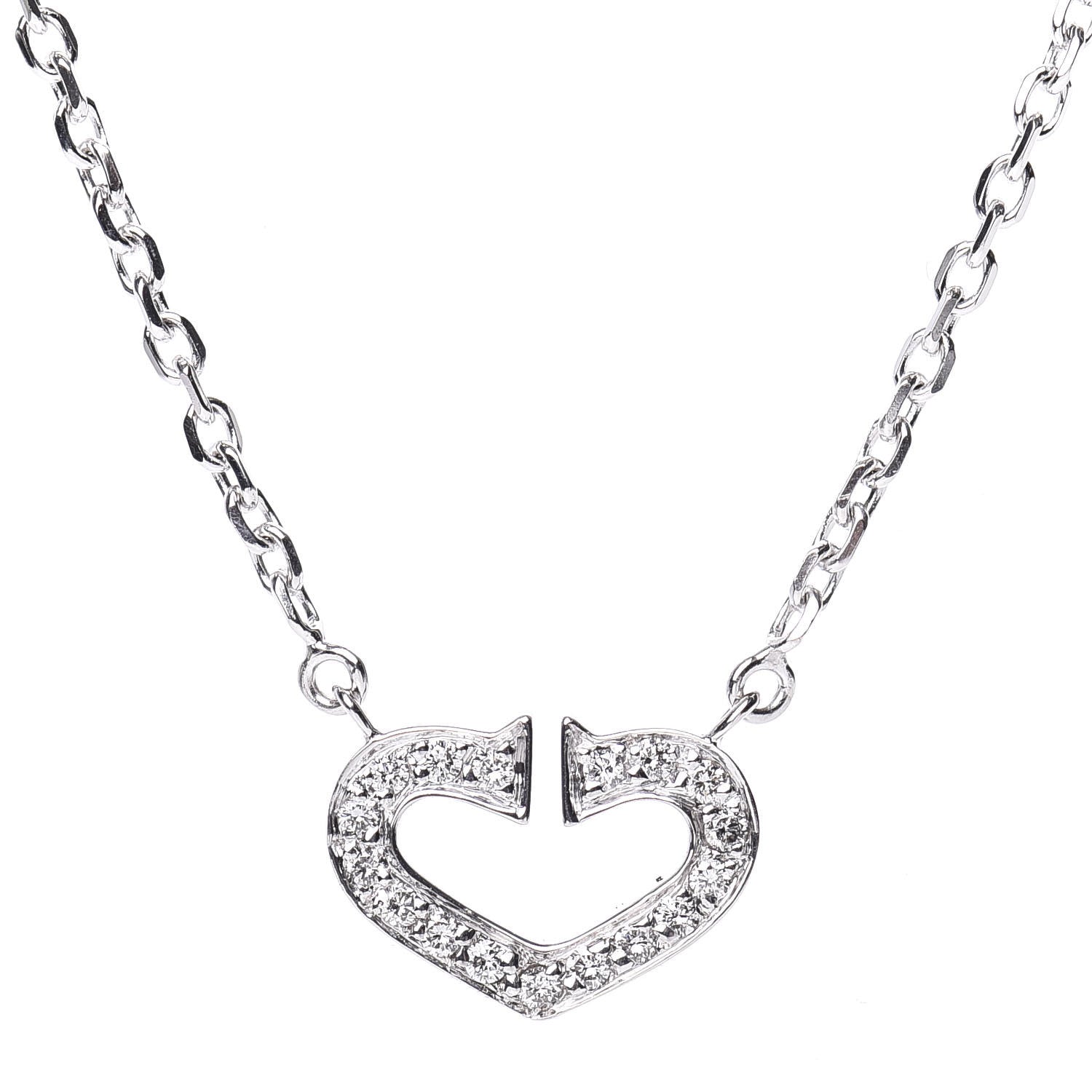Cartier 18K White Gold Diamond Small Hearts and Symbols Pendant Necklace 4 of 6