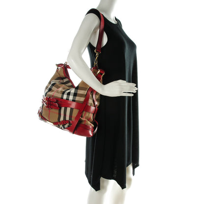 Burberry House Check Bridle Calfskin Medium Gosford Hobo Red 2 of 9