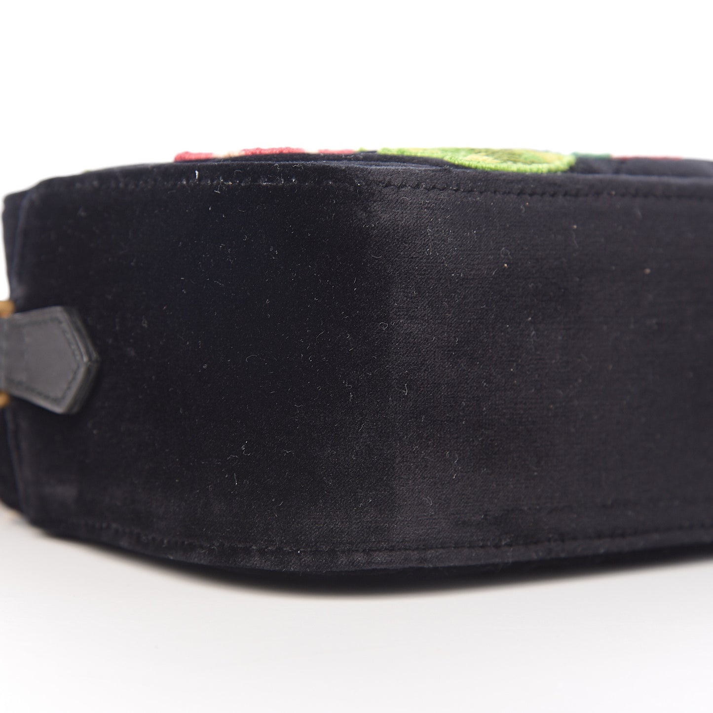 Velvet Matelasse Deer Embroidered Small GG Marmont Chain Shoulder Bag Black