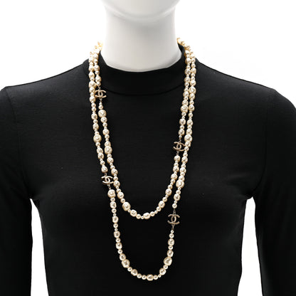Chanel Irregular Pearl CC Long Necklace Light Gold 2 of 5
