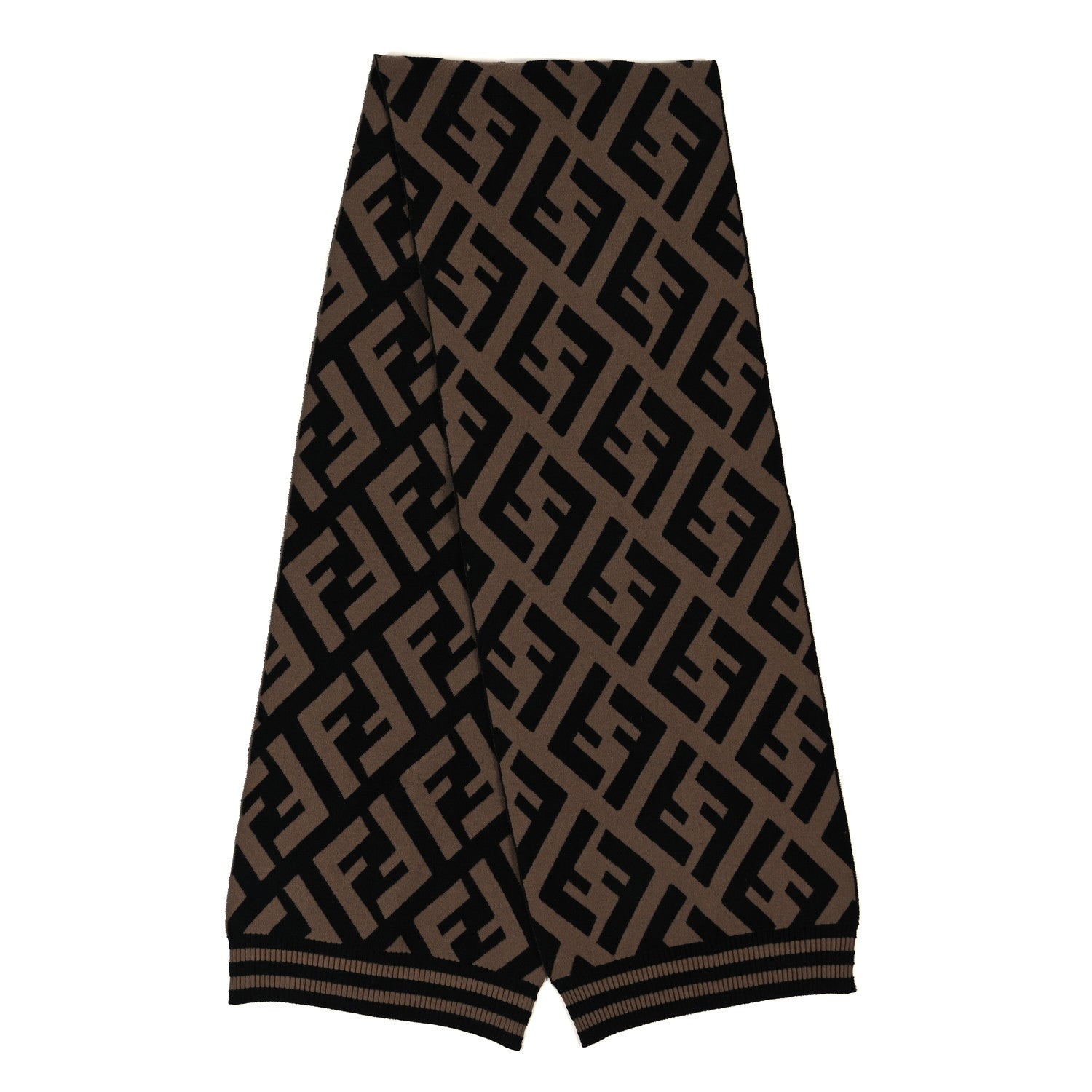 Fendi Wool FF Scarf Brown Black 2 of 3