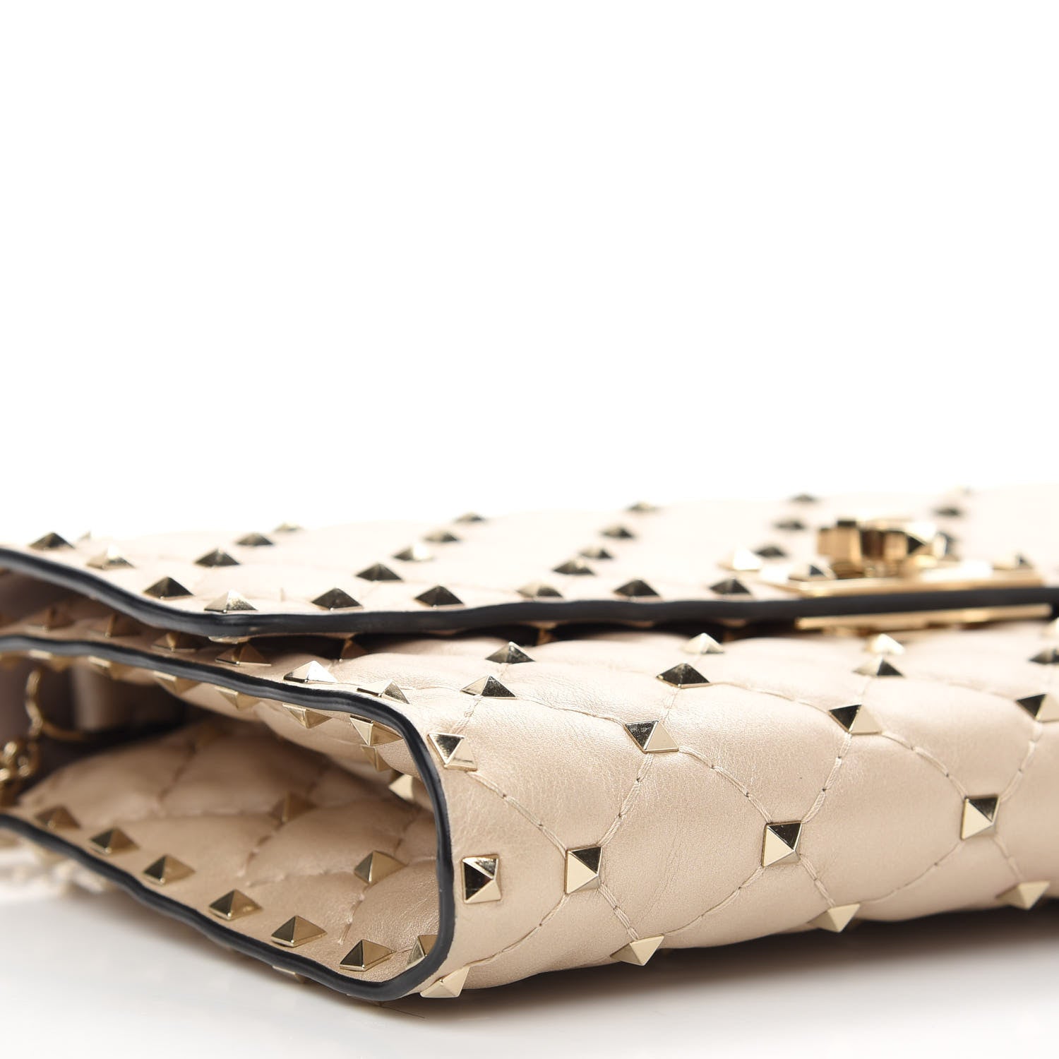 Valentino Garavani Lambskin Rockstud Spike Wallet on Chain Sand 7 of 8