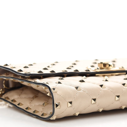 Valentino Garavani Lambskin Rockstud Spike Wallet on Chain Sand 7 of 8