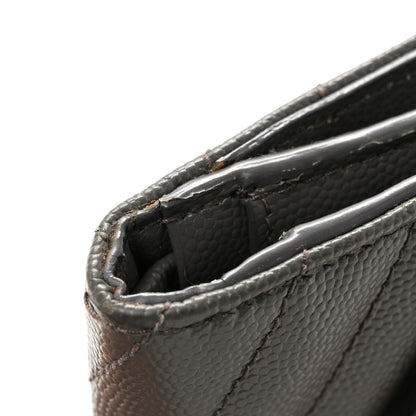 Saint Laurent Grain De Poudre Matelasse Chevron Monogram Compact Tri Fold Wallet Coffee 11 of 12