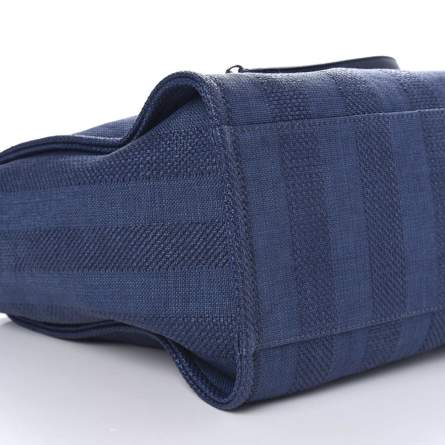 Mixed Fibers Striped Medium Deauville Tote Navy Blue