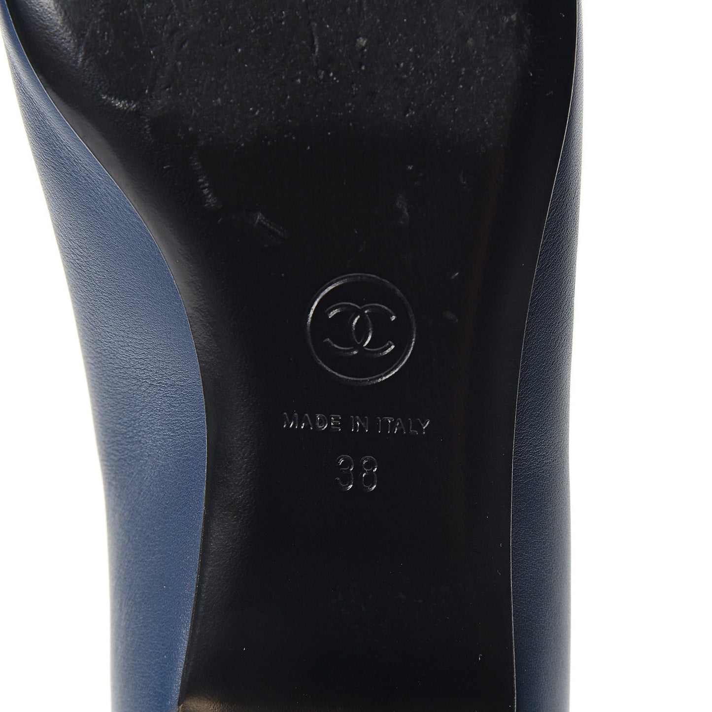 Lambskin CC Cap Toe Ballerina Flats 38 Navy Black