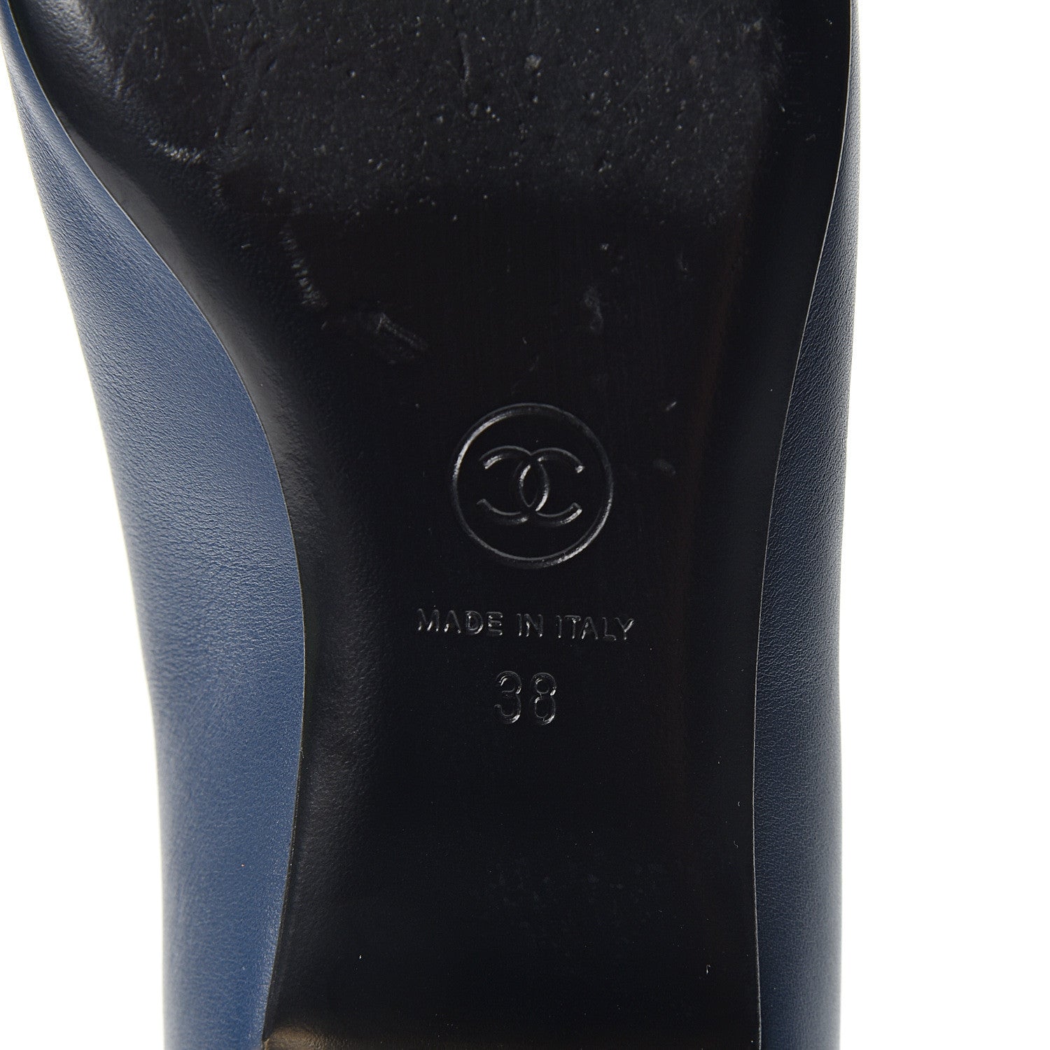 Chanel Lambskin CC Cap Toe Ballerina Flats 38 Navy Black 7 of 9