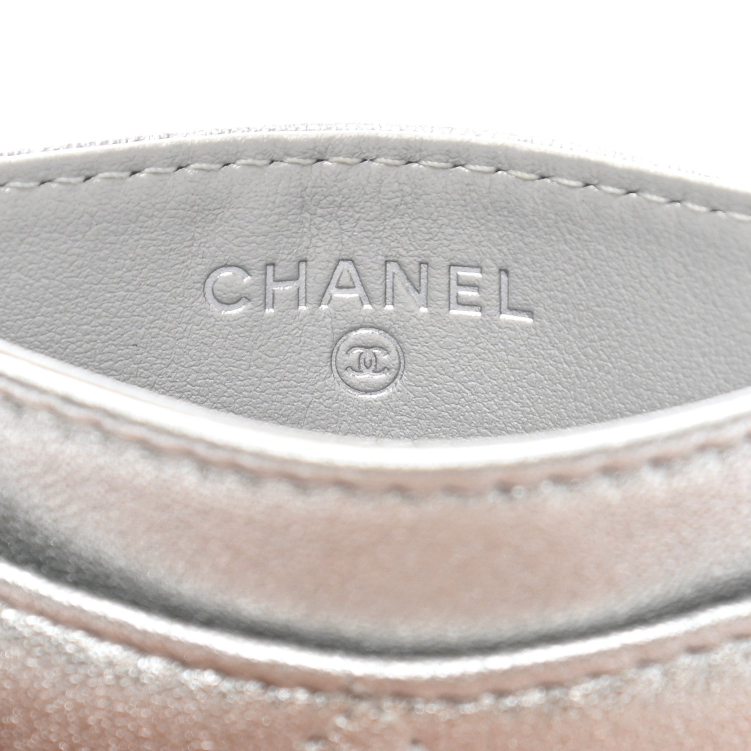 Chanel Metallic Lambskin Quilted Card Holder Silver 6 of 12