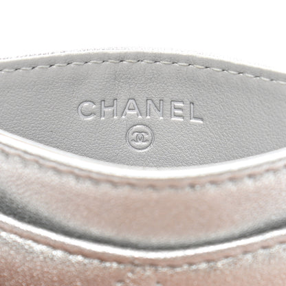 Chanel Metallic Lambskin Quilted Card Holder Silver 6 of 12