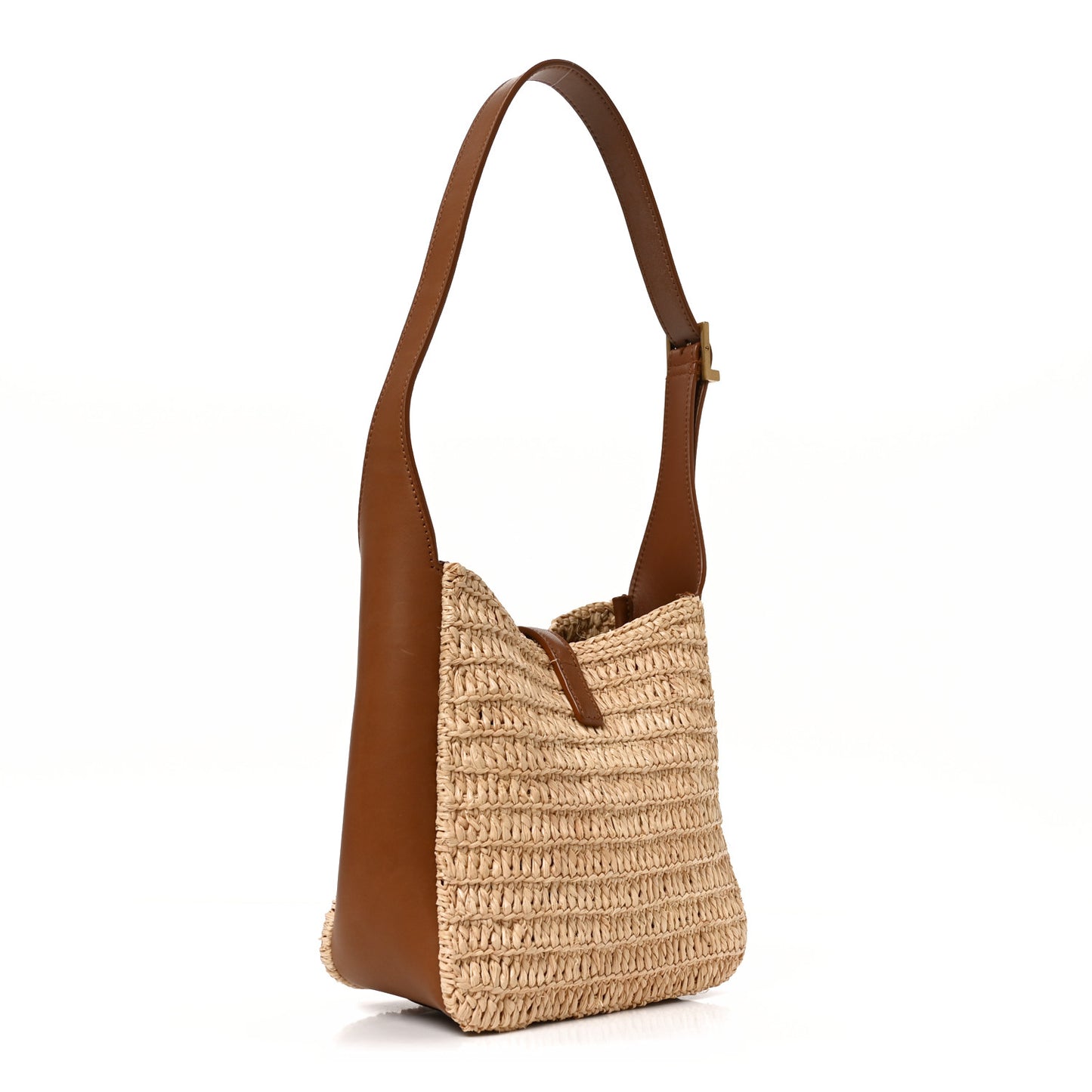 Raffia Calfskin Le 5 A 7 Baby Hobo Natural Brick