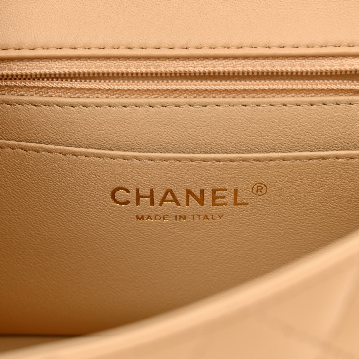 Lambskin Quilted Mini Rectangular Flap Beige