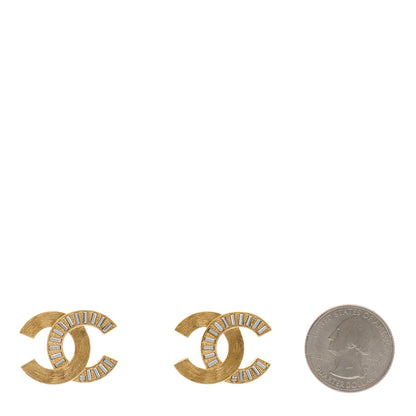 Chanel Metal Crystal CC Baguette Earrings Gold 2 of 5